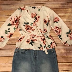 White Floral print shirt